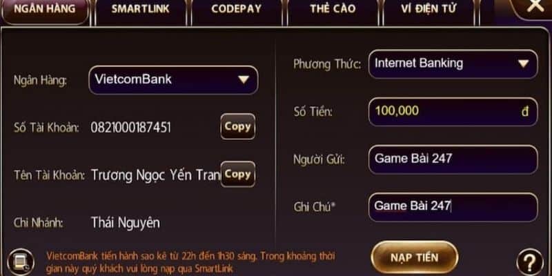 Các phương thức nạp tiền vào Sunwin là gì?